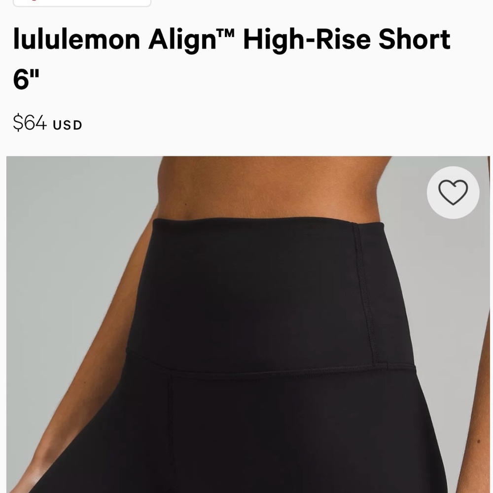 Brand new with tags Lululemon HR Align Short 6"